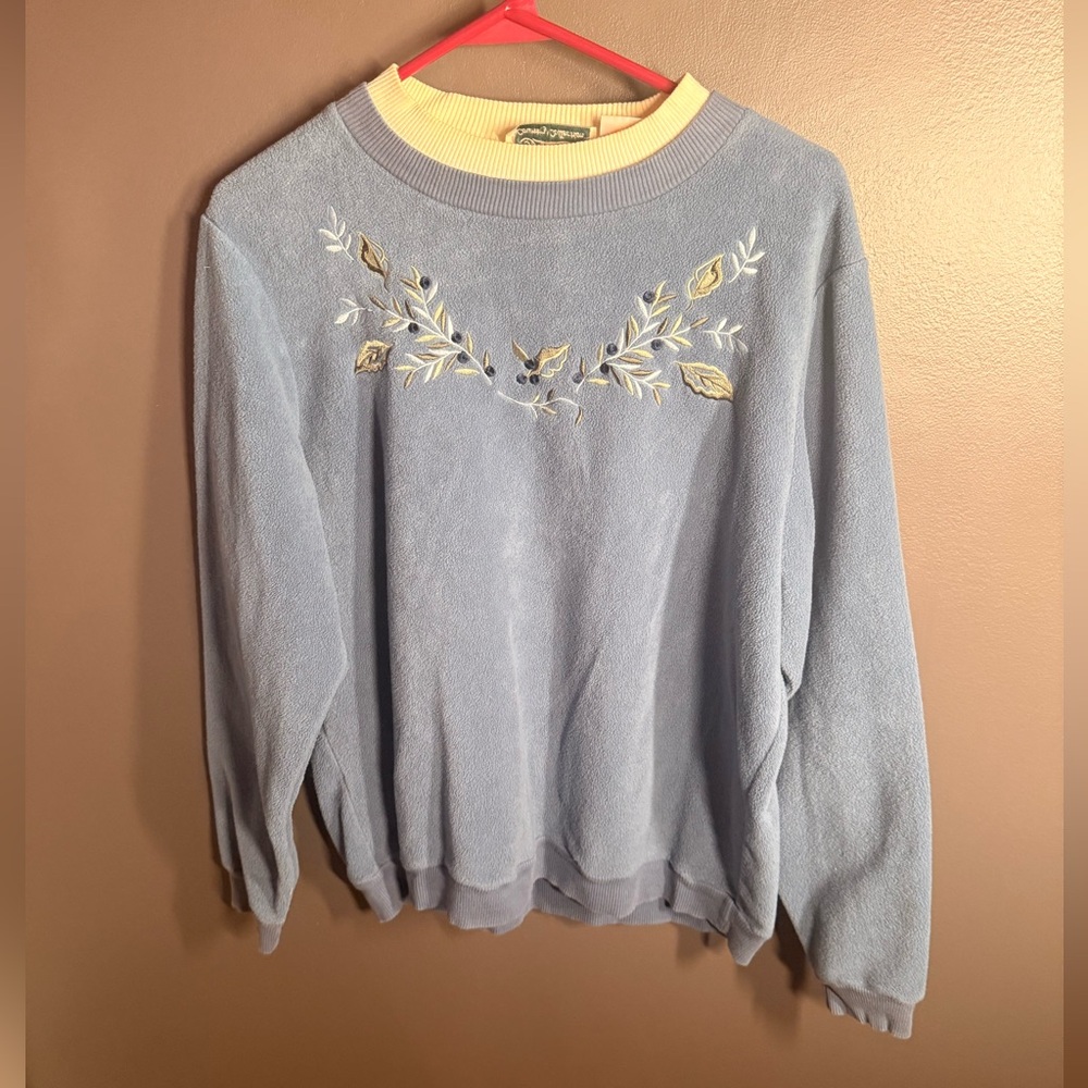 Embroidered Blue Sweater Large. Tradition Country collection. Slightly worn.
